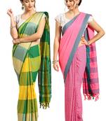 Multicolor woven blended cotton saree with blouse