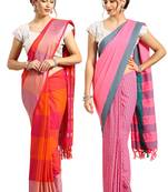 Multicolor woven blended cotton saree with blouse
