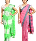 Multicolor woven blended cotton saree with blouse