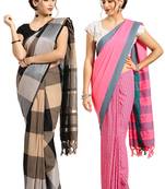 Multicolor woven blended cotton saree with blouse