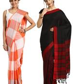 Multicolor woven blended cotton saree with blouse
