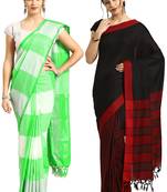 Multicolor woven blended cotton saree with blouse