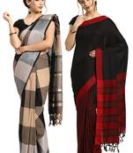 Multicolor woven blended cotton saree with blouse