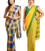 Multicolor woven blended cotton saree with blouse