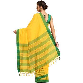 Multicolor woven blended cotton saree with blouse 2