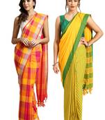 Multicolor woven blended cotton saree with blouse