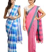 Multicolor woven blended cotton saree with blouse