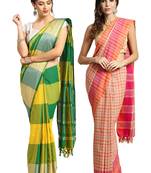 Multicolor woven blended cotton saree with blouse