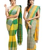 Multicolor woven blended cotton saree with blouse