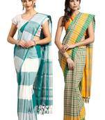 Multicolor woven blended cotton saree with blouse