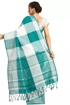 Multicolor woven blended cotton saree with blouse