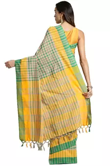 Multicolor woven blended cotton saree with blouse