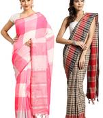Multicolor woven blended cotton saree with blouse