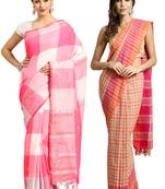 Multicolor woven blended cotton saree with blouse