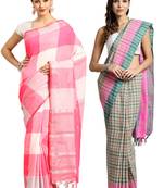 Multicolor woven blended cotton saree with blouse