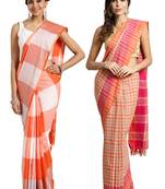 Multicolor woven blended cotton saree with blouse