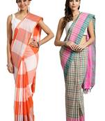 Multicolor woven blended cotton saree with blouse
