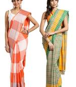 Multicolor woven blended cotton saree with blouse