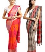 Multicolor woven blended cotton saree with blouse