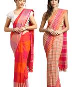 Multicolor woven blended cotton saree with blouse