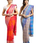 Multicolor woven blended cotton saree with blouse
