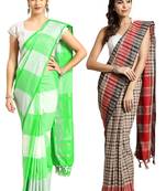Multicolor woven blended cotton saree with blouse