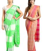 Multicolor woven blended cotton saree with blouse