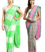 Multicolor woven blended cotton saree with blouse