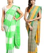 Multicolor woven blended cotton saree with blouse