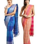 Multicolor woven blended cotton saree with blouse