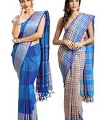 Multicolor woven blended cotton saree with blouse