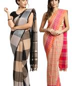 Multicolor woven blended cotton saree with blouse