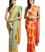 Multicolor woven blended cotton saree with blouse