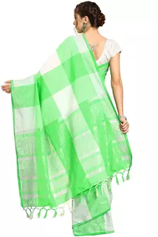 Multicolor woven blended cotton saree with blouse