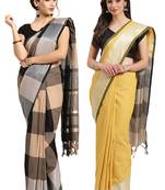 Multicolor woven blended cotton saree with blouse