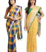 Multicolor woven blended cotton saree with blouse