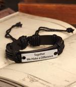 Leather Friendship Band Love Band Cum Bracelet For Togetherness Classic Black
