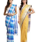 Multicolor woven blended cotton saree with blouse