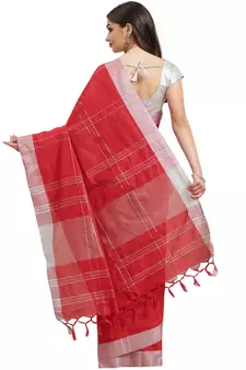 Multicolor woven blended cotton saree with blouse
