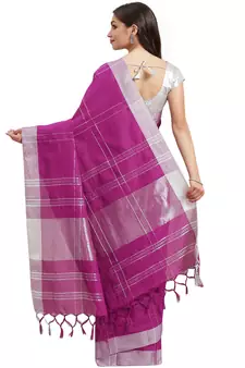 Multicolor woven blended cotton saree with blouse