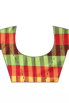 Multicolor woven blended cotton saree with blouse