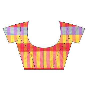 Multicolor woven blended cotton saree with blouse 5