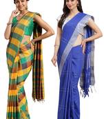 Multicolor woven blended cotton saree with blouse