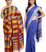 Multicolor woven blended cotton saree with blouse