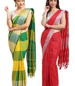 Multicolor woven blended cotton saree with blouse