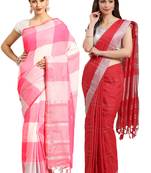 Multicolor woven blended cotton saree with blouse