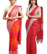 Multicolor woven blended cotton saree with blouse