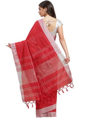 Multicolor woven blended cotton saree with blouse 2