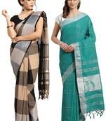Multicolor woven blended cotton saree with blouse