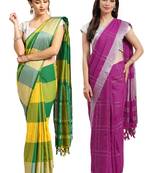 Multicolor woven blended cotton saree with blouse